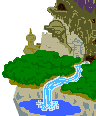 遺跡と森と川と滝